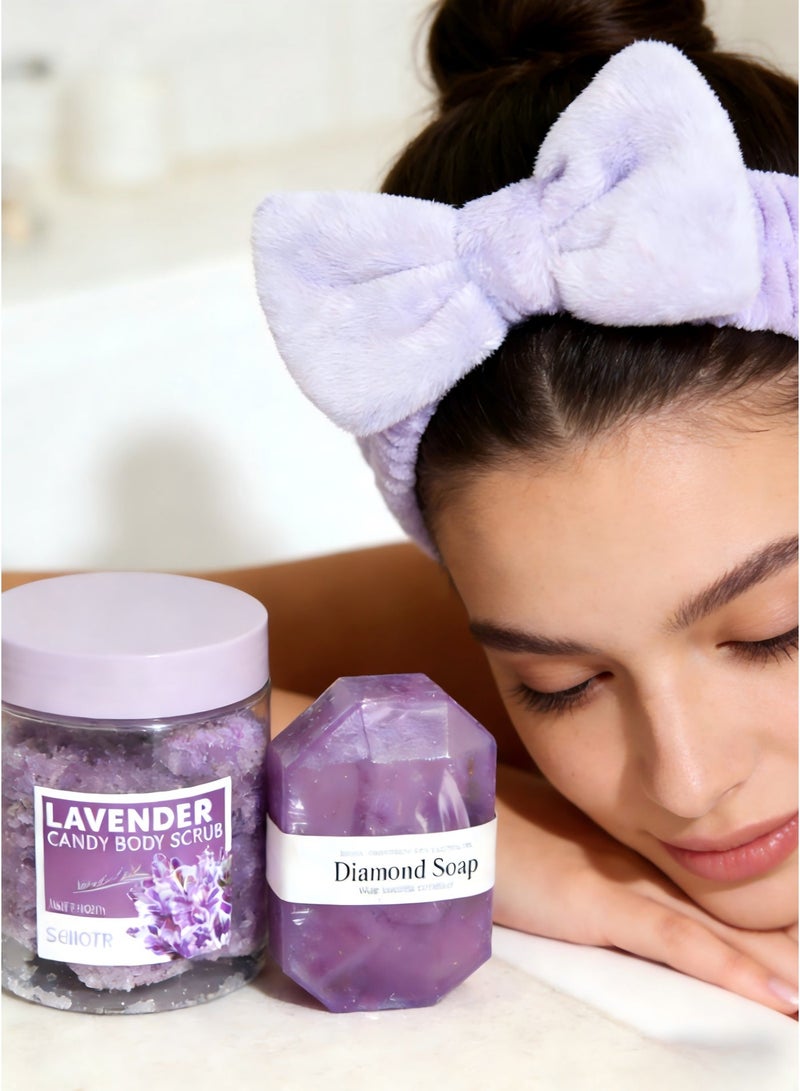 MOOCO 9PCS Luxury Spa Gift Set for Women,Birthday Gift Box Set for Ladies ,Relaxing Gift Basket for Her,Anniversary Gift Combo for Wife,Sentimental Gift Hamper,Relaxing Spa Treatment Package for Girls,Ramadan Gift,Bestie Friendship, Female Friend Gift,Purple - Image 4